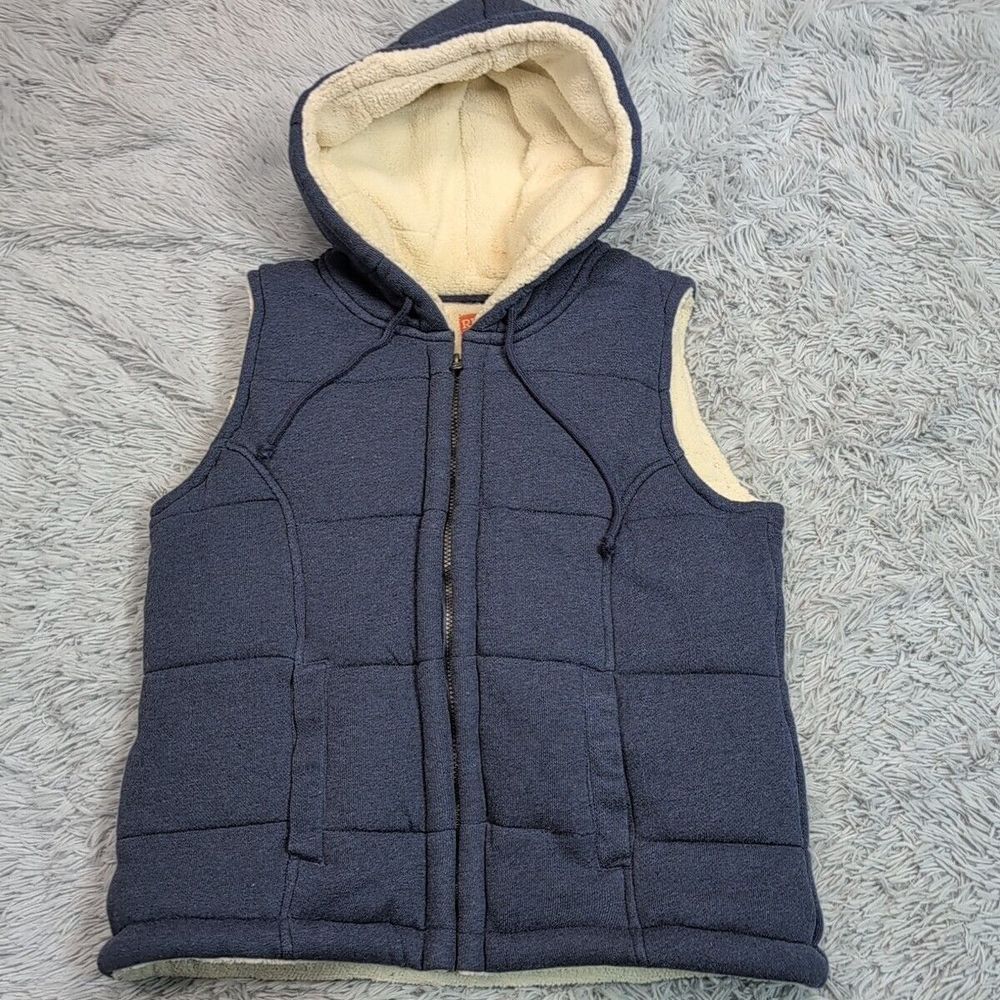 Ruff Hewn Vest Womens XL Blue Hood Gorpcore Comfy Cozy Warm Pockets‎ Zip Up
